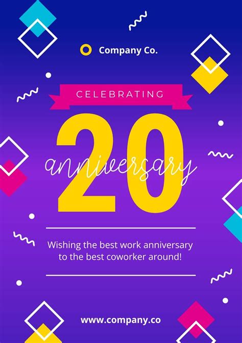 20 Year Work Anniversary Quotes | Free Poster Template - Piktochart