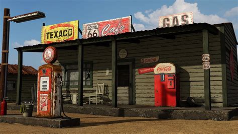 1950s gas station on Route 66 that has aged for many many years [2048x1152] for your , Mobile ...