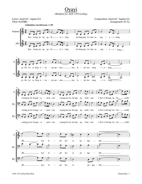 Oyayi Sheet music for Bass (SATB) | Musescore.com