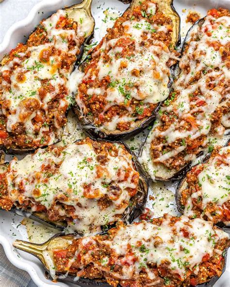 Beef and Quinoa Stuffed Eggplant Recipe | Healthy Fitness Meals