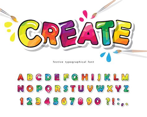 Premium Vector | Cartoon colorful font for kids. Creative paint alphabet.