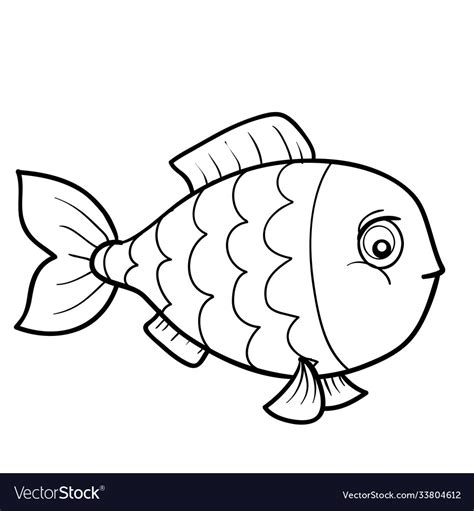 Sketch cute fish coloring book cartoon Royalty Free Vector