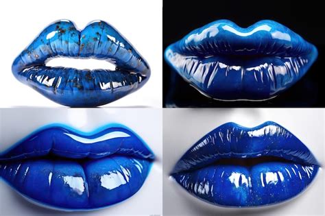 Premium AI Image | Woman Lips Closeup Blue Lipstick Makeup Beautiful Mouth MakeUp Model Girl Lip ...