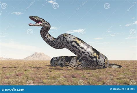 Prehistoric Giant Snake Titanoboa Stock Illustration - Illustration of extinct, clouds: 128564422