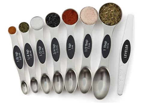 Magnetic Measuring Spoons Set 🥄 Dual Sided, Stainless Steel