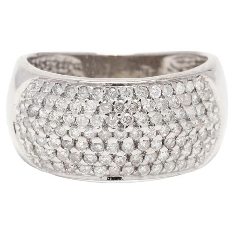 Stunning White Gold Pave Diamond Wide Band Ring at 1stDibs | pave wide ...