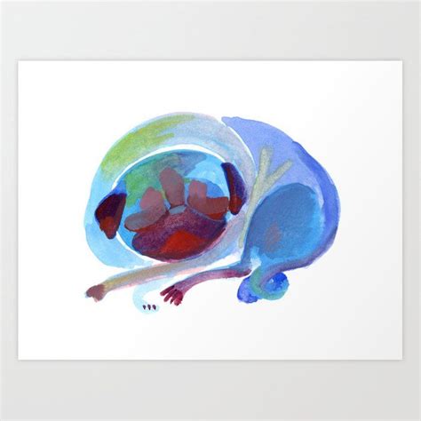 Blue Sleeping Pug Art Print by Inkpug | Pug art, Pug art print, Dog art