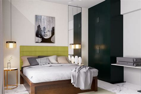 Spacious Master Bedroom Design With Green Interiors | Livspace