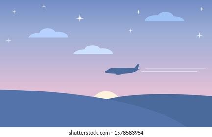 Blue Landscape Dawn Sky Clouds Stars Stock Vector (Royalty Free ...