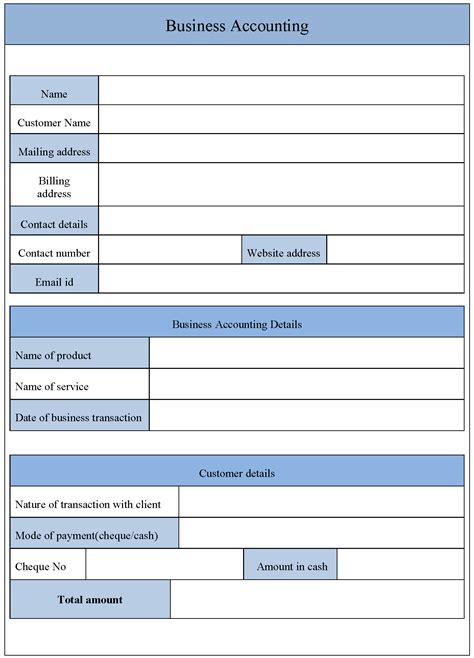 Business Accounting Form - Editable Forms