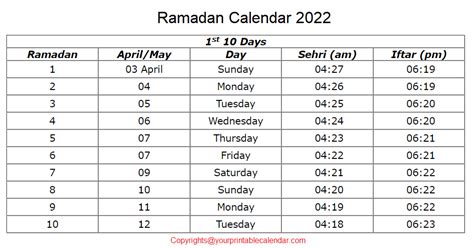 Ramadan Calendar 2022 Vector - RamadanLive