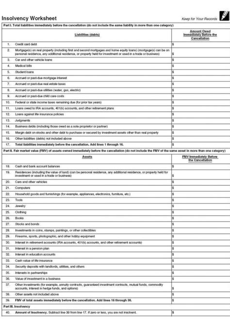 Form 982 Insolvency Worksheet — db-excel.com