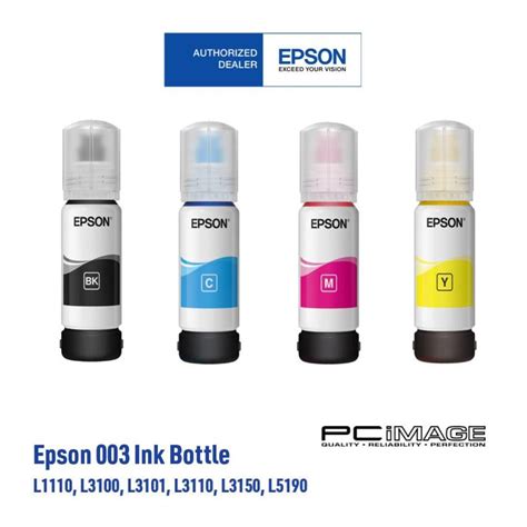 Epson Original 003 (BKCMY) Refill Ink Bottle L1110/L3110/L3150/L5190 ...