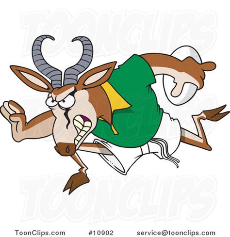 Cartoon Rugby Antelope Springbok #10902 by Ron Leishman