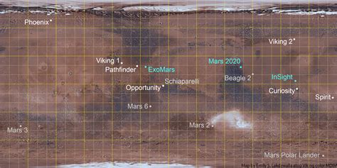 Map of all Mars landing sites, failed and successful | The Planetary ...