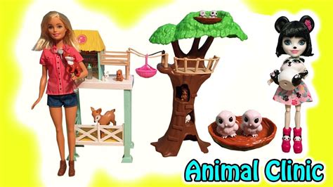 Barbie Animal Rescue Playset Forest Animal Clinic With Enchantimals Panda - YouTube