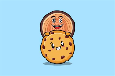 Cute Wood trunk cartoon character hide in biscuits 17062306 Vector Art at Vecteezy