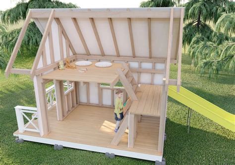 Playhouse Plans Two Story Playhouse With a Slide Attick - Etsy in 2023 | Doll house plans, Two ...