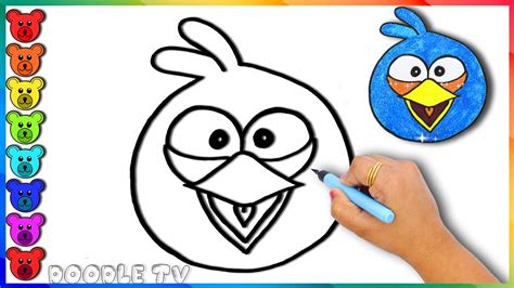 Glitter Blue Angry Bird colorful drawing | How to Draw Angry Bird (The ...