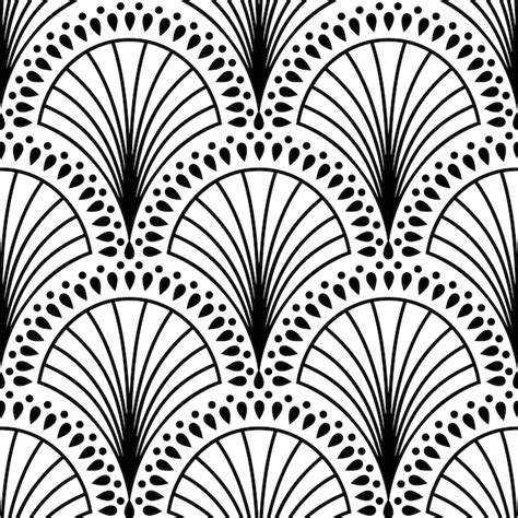 Premium Vector | Art deco pattern vector black white background luxury seamless ornament roaring ...