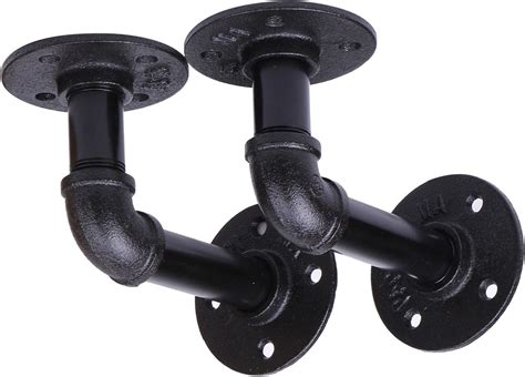 3.25" x 5" Industrial Black Iron Pipe Shelf Brackets (2 count) | Cast ...