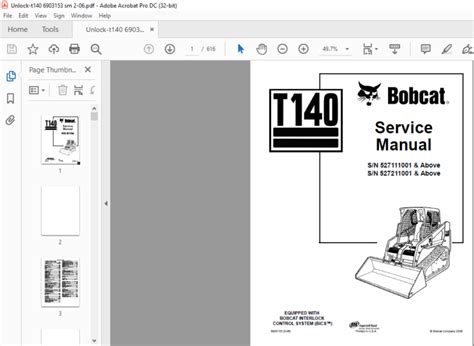 Bobcat T140 Service Manual 6903153 (2-06) - PDF DOWNLOAD - HeyDownloads - Manual Downloads