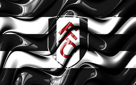 Fulham FC flag, , black and white 3D waves, EFL Championship, english ...