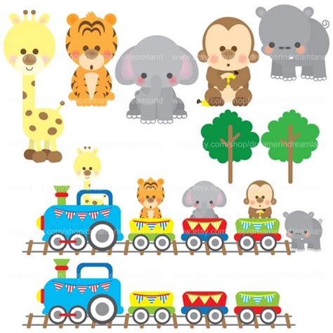 Zoo Train Clipart Animal Train Clipart Zoo Clipart Baby Shower Instant Download ...