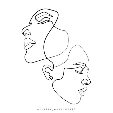 Two Woman Side Faces in Different Direction One Single Line art Design in 2022 | Line art design ...