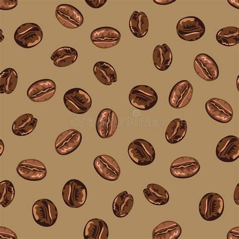 Vector coffee beans seamless pattern on a brown background. vector ...