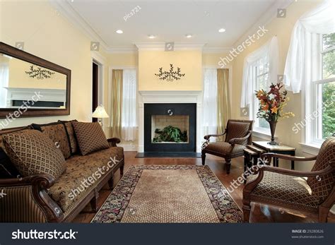 Luxury Living Room With Fireplace Stock Photo 29280826 : Shutterstock