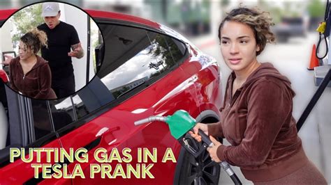 Putting GAS In Our TESLA Prank On Husband! ** Hilarious! ** - YouTube