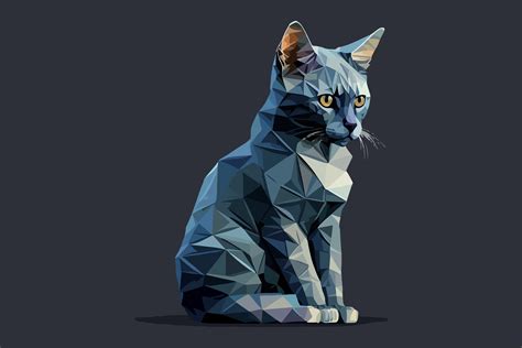 Cat Low Poly Vector Illustration Graphic by BreakingDots · Creative Fabrica