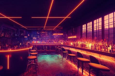 Bar Stools em cyberpunk BAR na cidade cyberpunk Neons cybercity ...