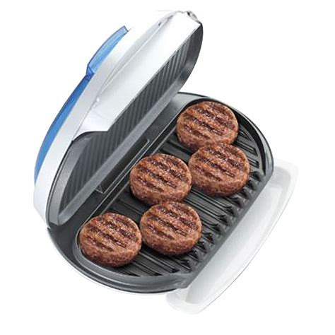 George Foreman GR15BWI Family-Sized Grill with Indigo Bun Warmer