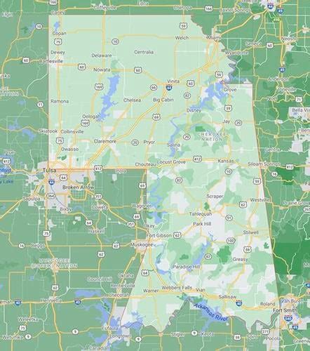 Cherokee Nation reservation boundaries, including Owasso, Collinsville, now visible on Google Maps