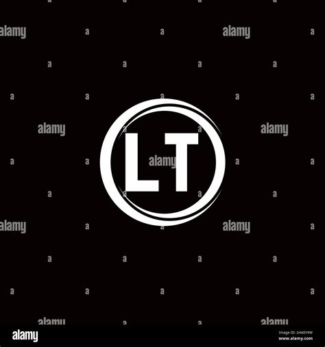 LT logo initial letter monogram with circle slice rounded design template isolated in black ...