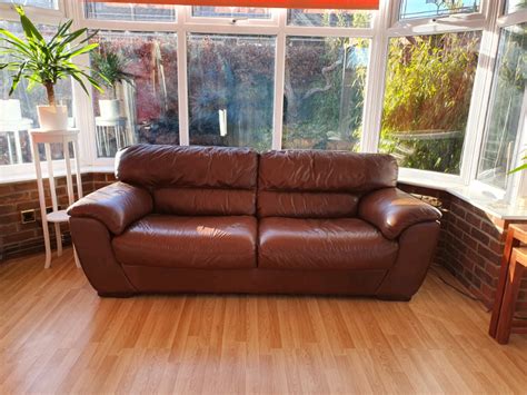 Violino brown leather sofa 3 seater | in Norwich, Norfolk | Gumtree