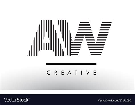 Aw a w black and white lines letter logo design Vector Image