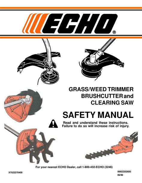 ECHO GRASS/WEED TRIMMER BRUSHCUTTER AND CLEARING SAW SAFETY MANUAL Pdf Download | ManualsLib