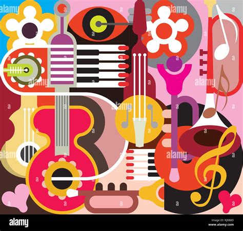 Abstract Music Background - vector illustration. Collage with musical instruments Stock Vector ...