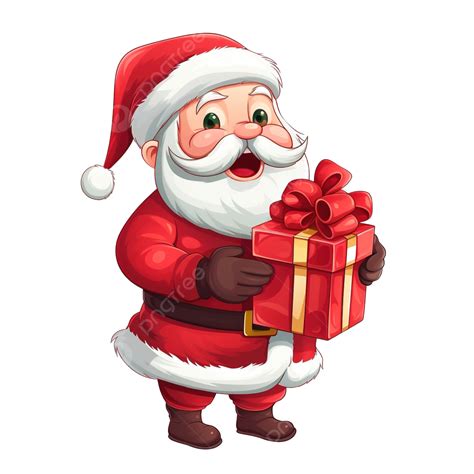 Christmas Illustration With Santa Claus Holding A Gift, Santa Gift, Christmas Santa, Santa Claus ...