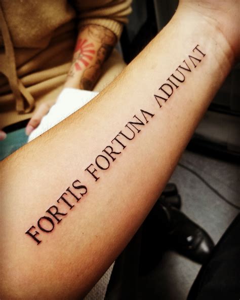 My first tattoo. Fortune favors the bold. | Be brave tattoo, Tattoo quotes for men, Tattoo font ...