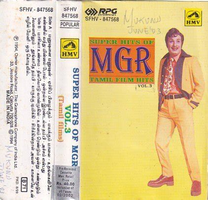 MGR Tamil Film Hits Audio cassette - Audio Cassettes, M.S. Viswanathan, Tamil Audio Cassettes ...