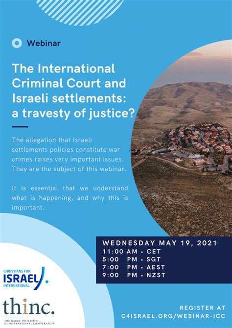 Webinar: ICC & Israeli Settlements - watch now - Christians for Israel ...