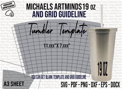 Tumbler Svg Michaels Artminds 19 Oz Tumbler Template Full - Etsy Australia