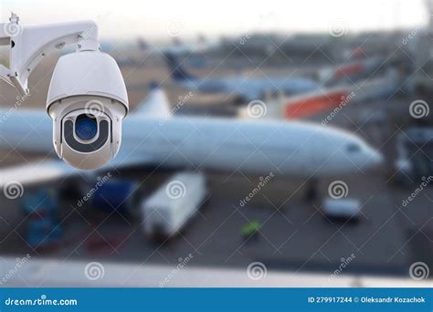 CCTV Camera or Surveillance Operating in Airport. Stock Photo - Image of urban, watch: 279917244