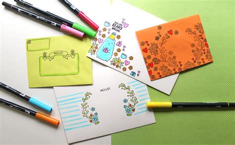 DIY Stationary Envelopes using Stamps and Markers