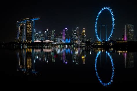 Singapore City Skyline at Night Stock Image - Image of dark, twilight ...