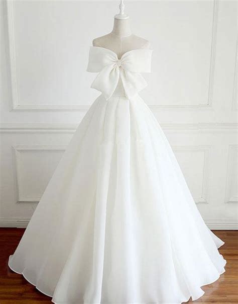 White Bow Evening Dress,Long White Prom Dress,Strapless Evening Dress on Storenvy